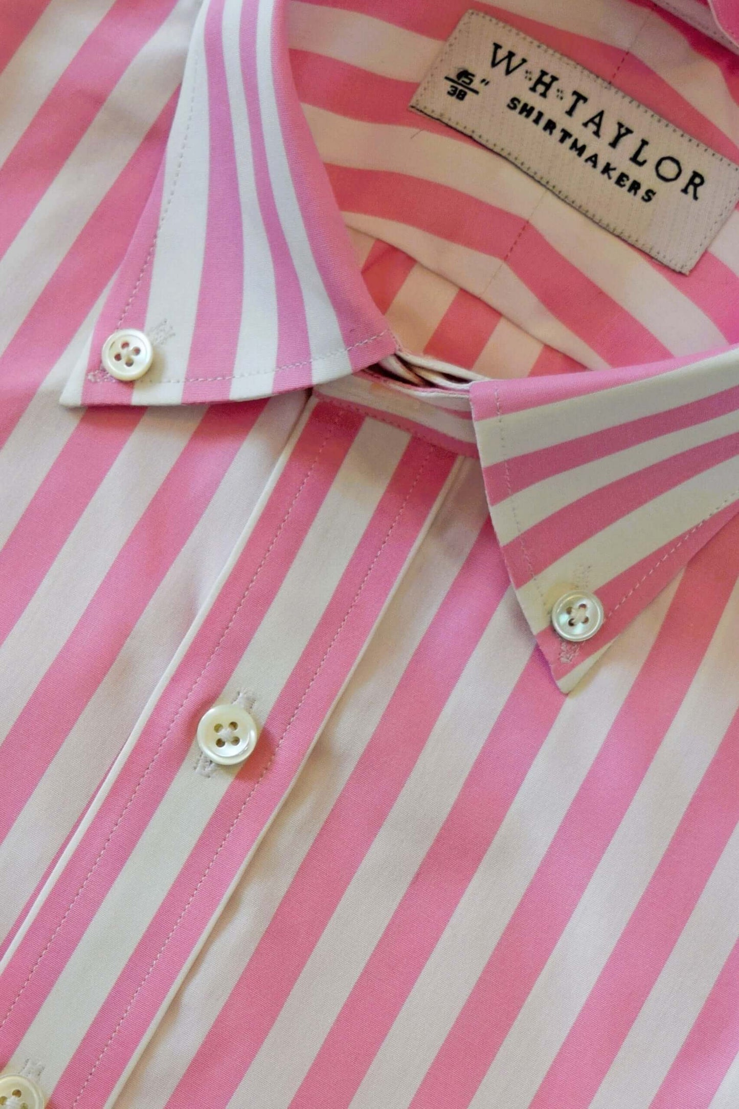 Pink Butcher Stripe Poplin Men's Bespoke Shirt-2