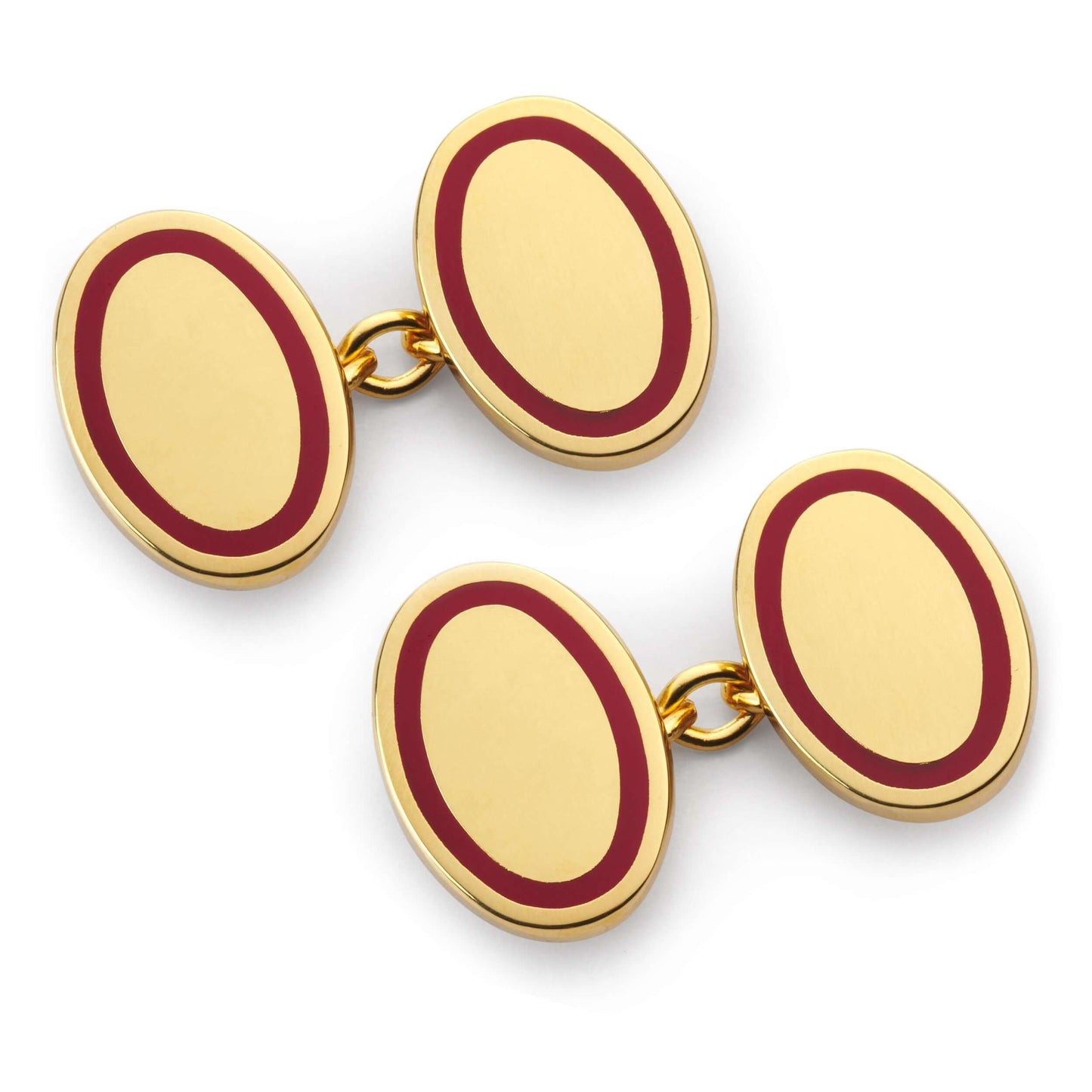 Gold Chain Cufflinks With Red Enamel