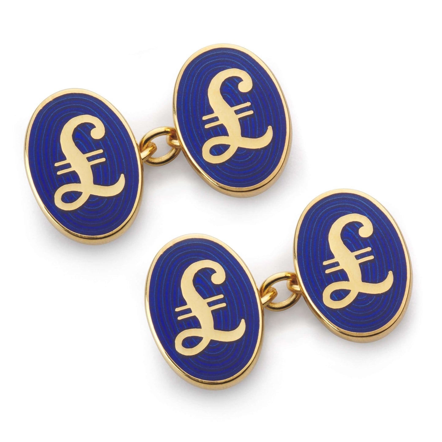 Pound Sterling Chain Cufflinks In Blue & Gold