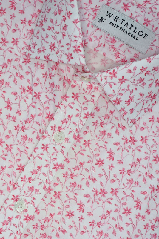 Small Red Floral Pattern Men's Bespoke Shirt