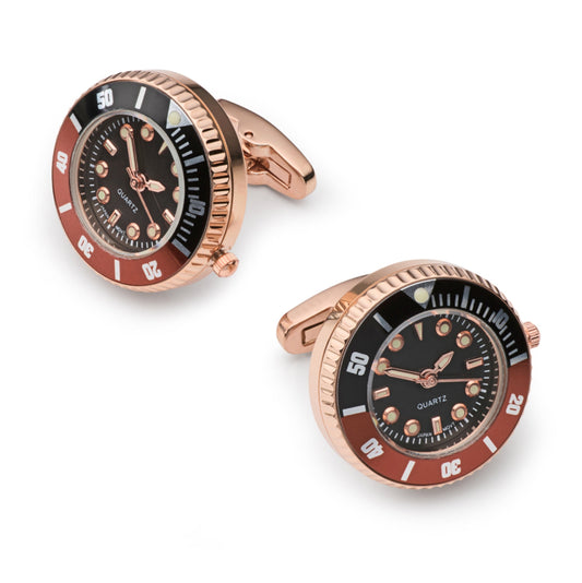 Working 'Root Beer' Watch Cufflinks In Rose Gold