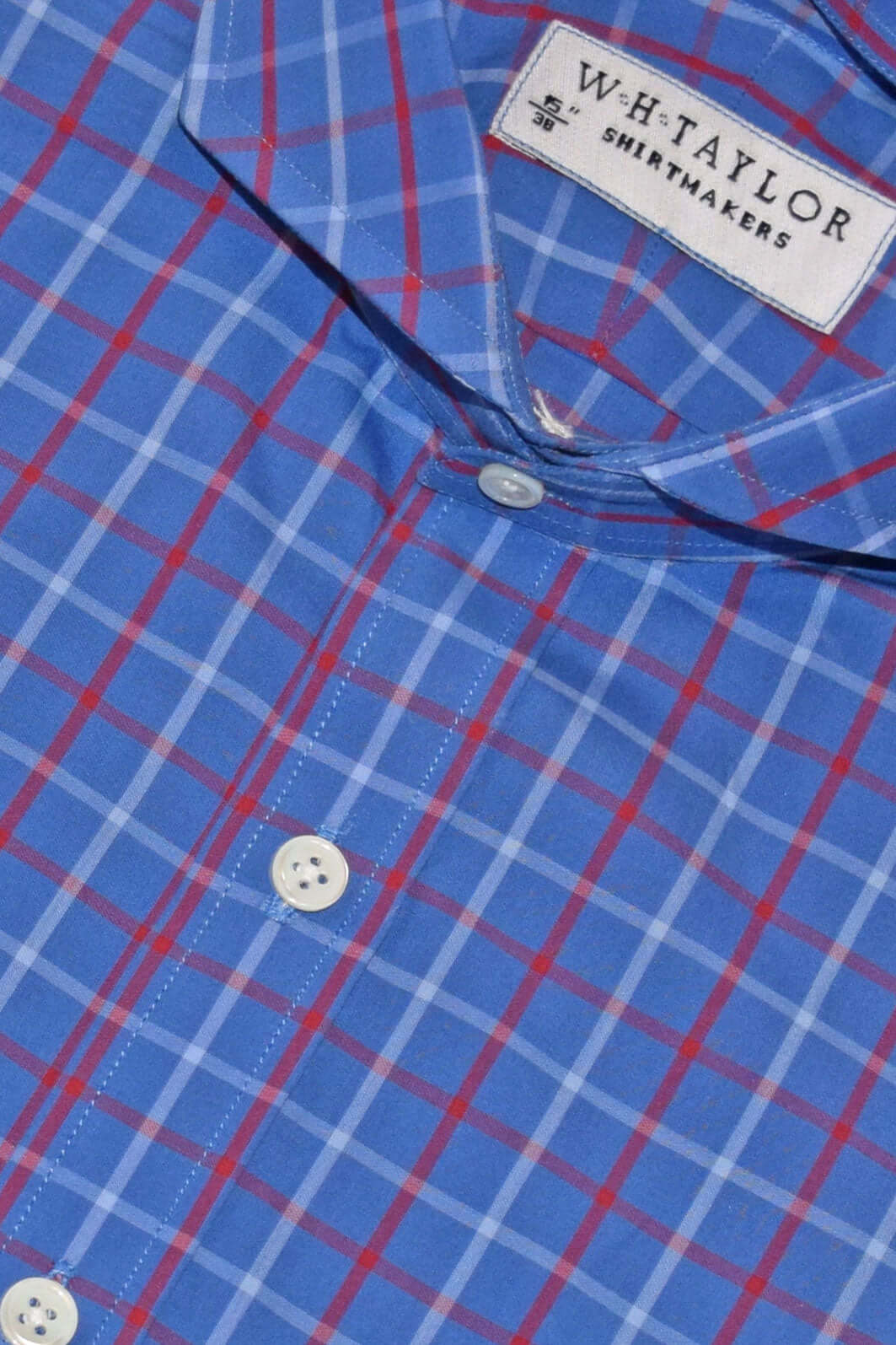 ブルー、プラム &amp; チャコール チェック ツイル メンズ ビスポーク シャツ