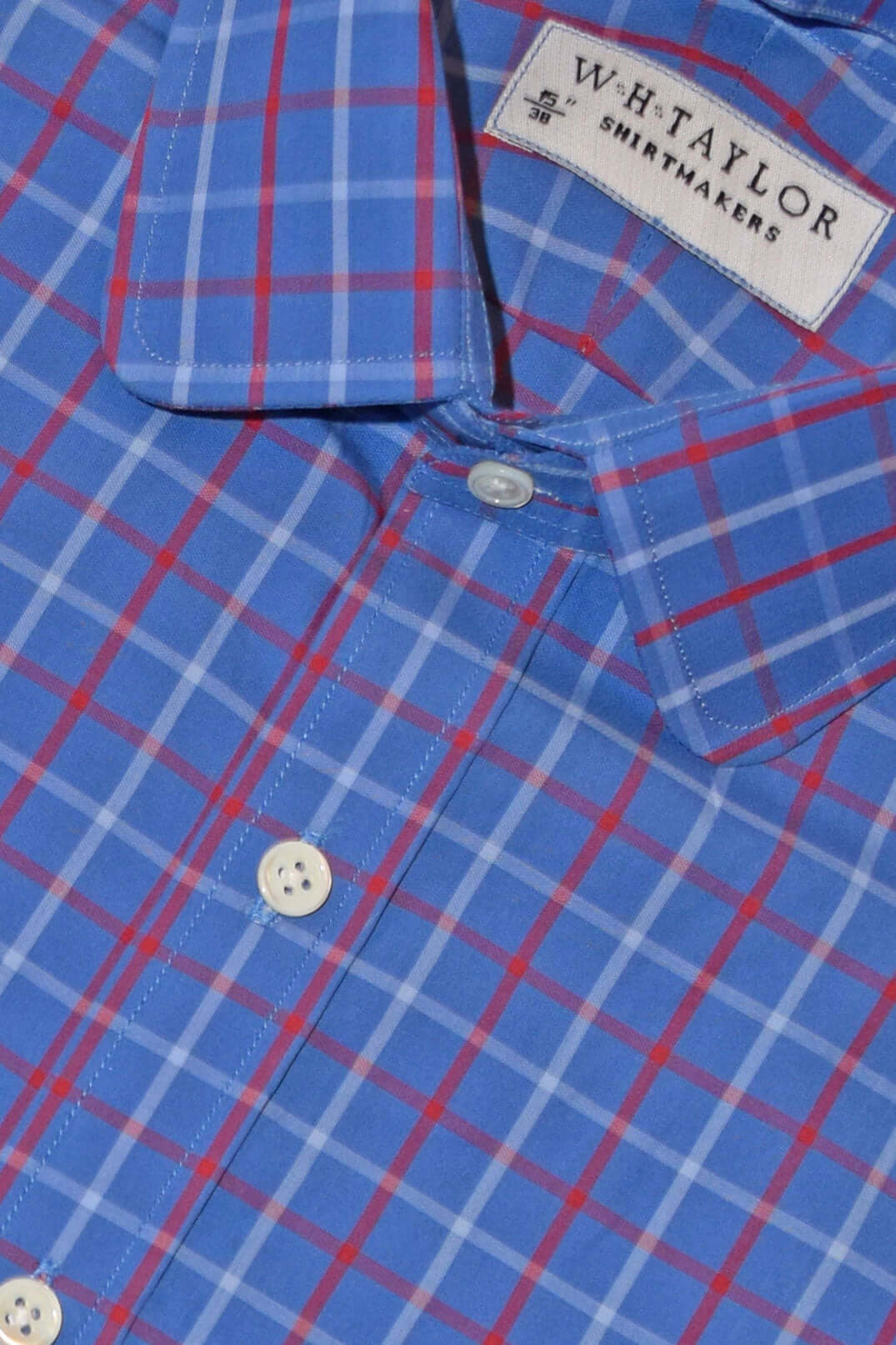 ブルー、プラム &amp; チャコール チェック ツイル メンズ ビスポーク シャツ