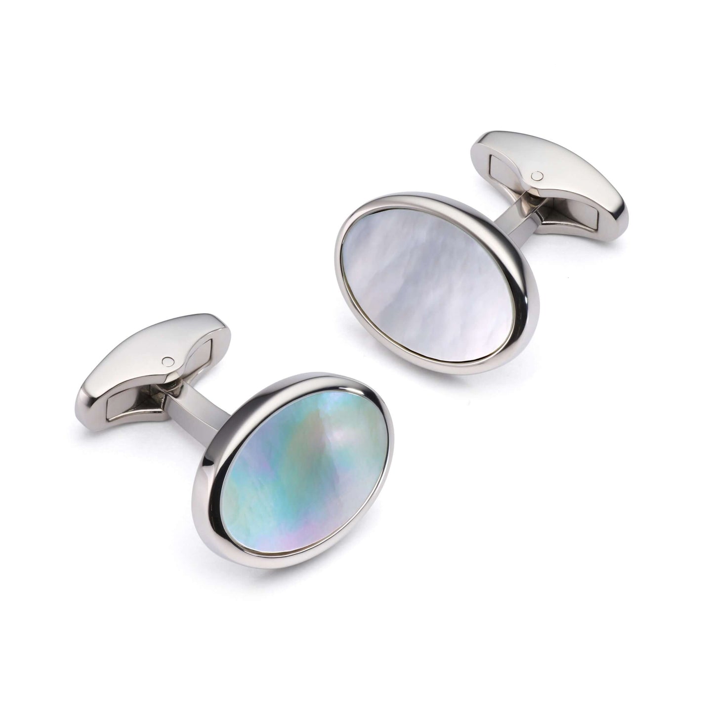 Mother Of Pearl Oval Cufflinks In Silver