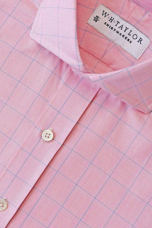 Pink & Blue Prince of Wales Check Poplin Ladies Bespoke Shirt - whtshirtmakers.com