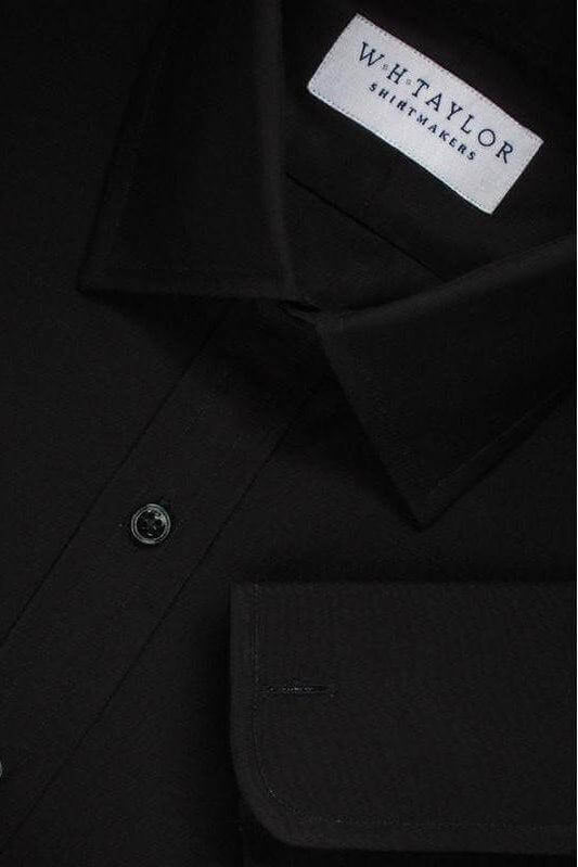 Plain Black Poplin Men's Bespoke Shirt - whtshirtmakers.com